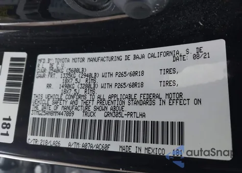 2021 Toyota Tacoma Limited from USA, damaged, VIN 3TMGZ5AN8MM447089